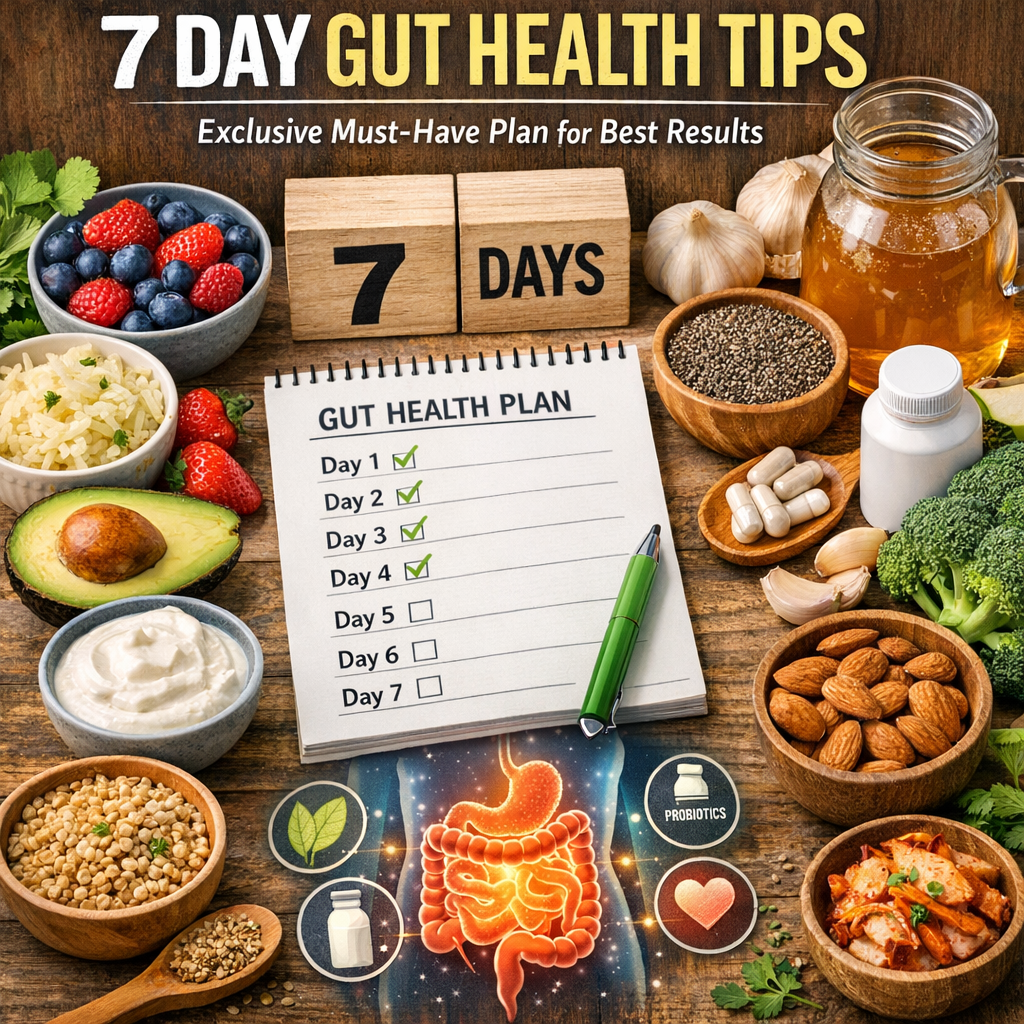 Illustration of 7 Day Gut Health Tips: Exclusive Must-Have Plan for Best Results