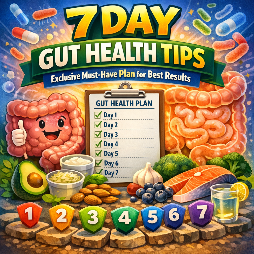 Illustration of 7 Day Gut Health Tips: Exclusive Must-Have Plan for Best Results