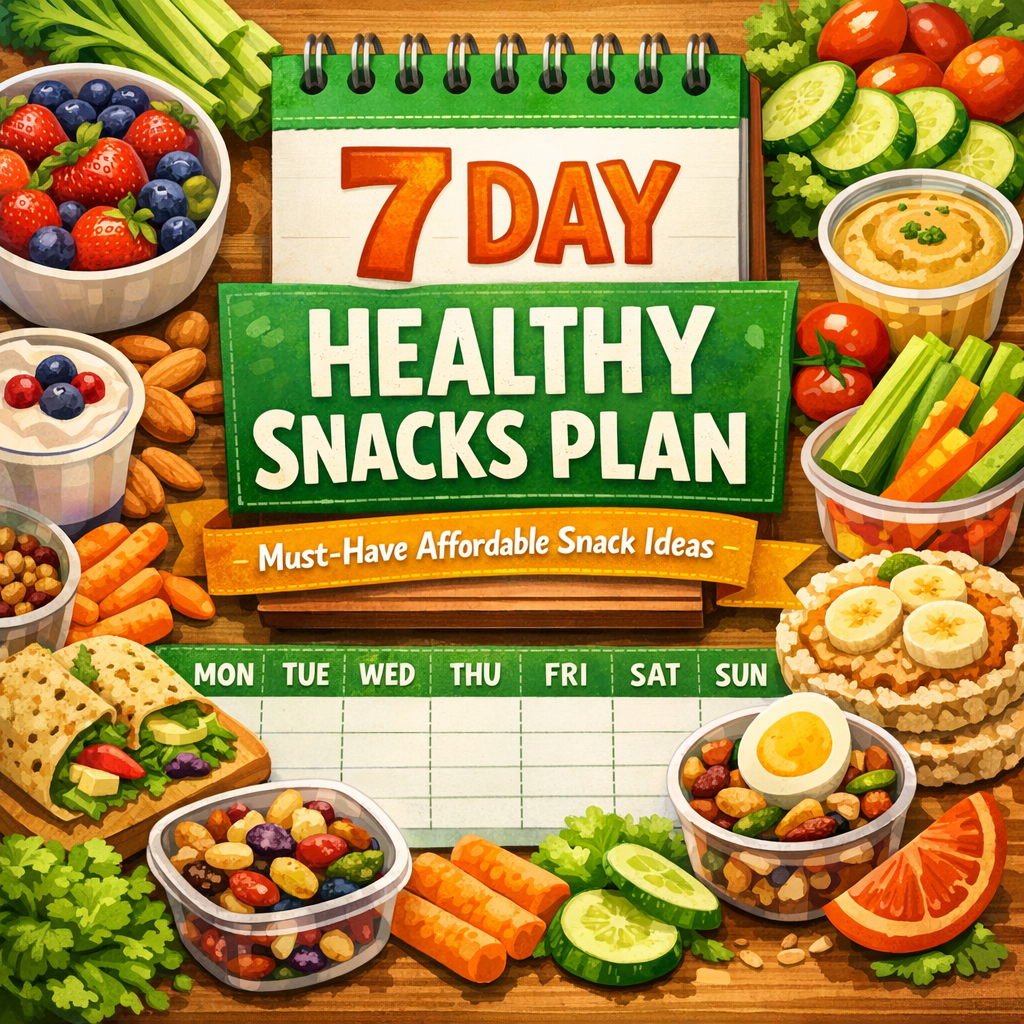 Illustration of 7 Day Healthy Snacks Plan: Must-Have Affordable Snack Ideas