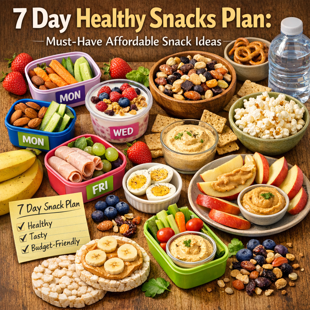 Illustration of 7 Day Healthy Snacks Plan: Must-Have Affordable Snack Ideas
