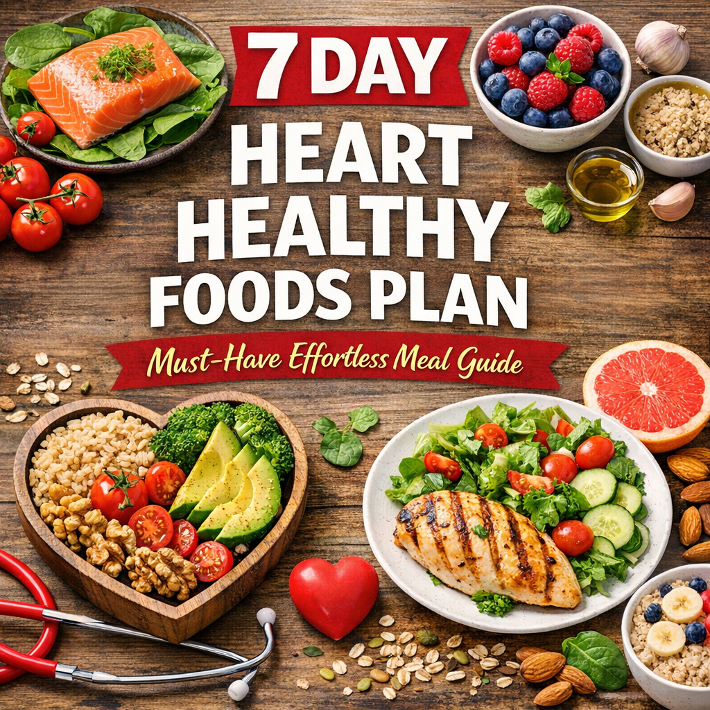 Illustration of 7 Day Heart Healthy Foods Plan: Must-Have Effortless Meal Guide