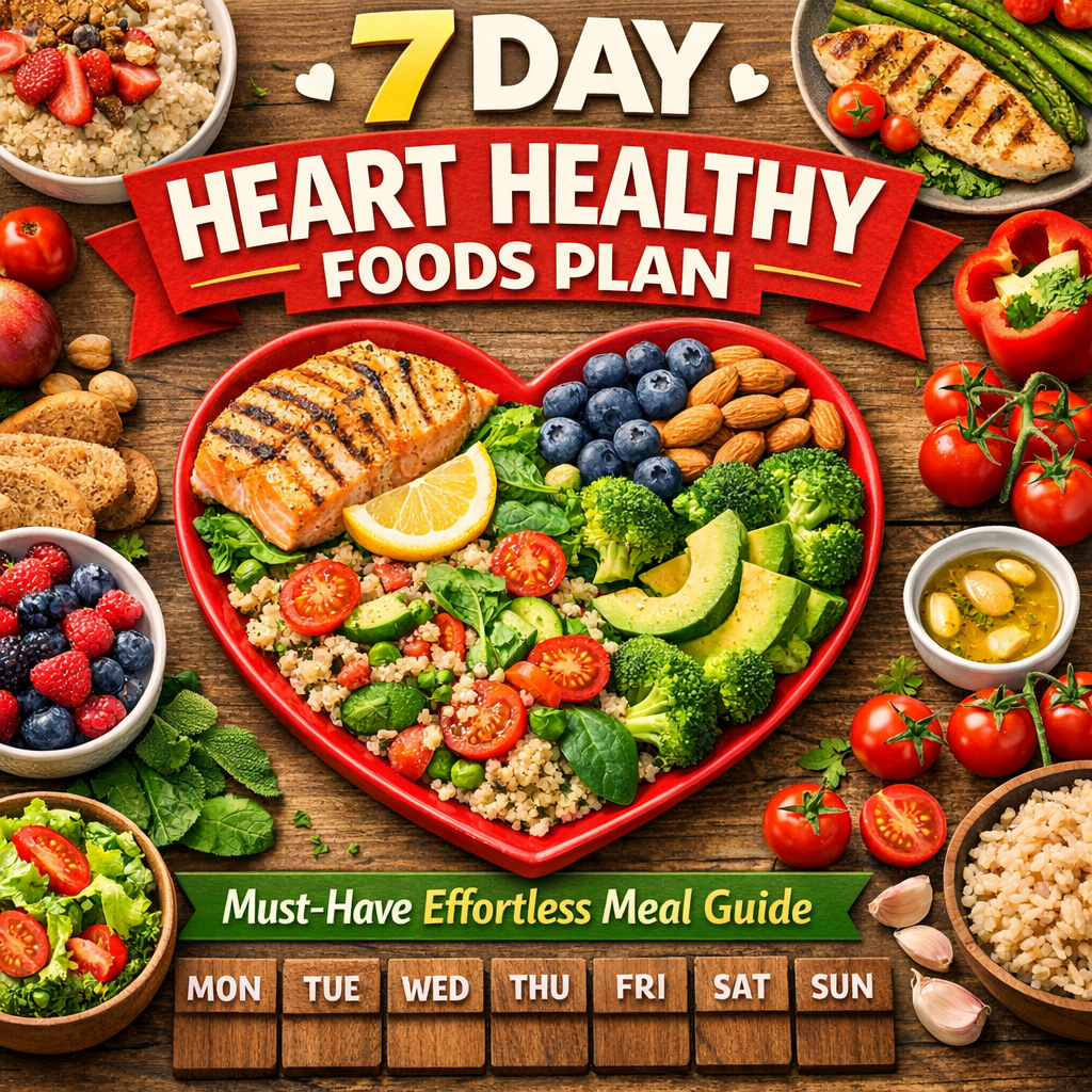Illustration of 7 Day Heart Healthy Foods Plan: Must-Have Effortless Meal Guide