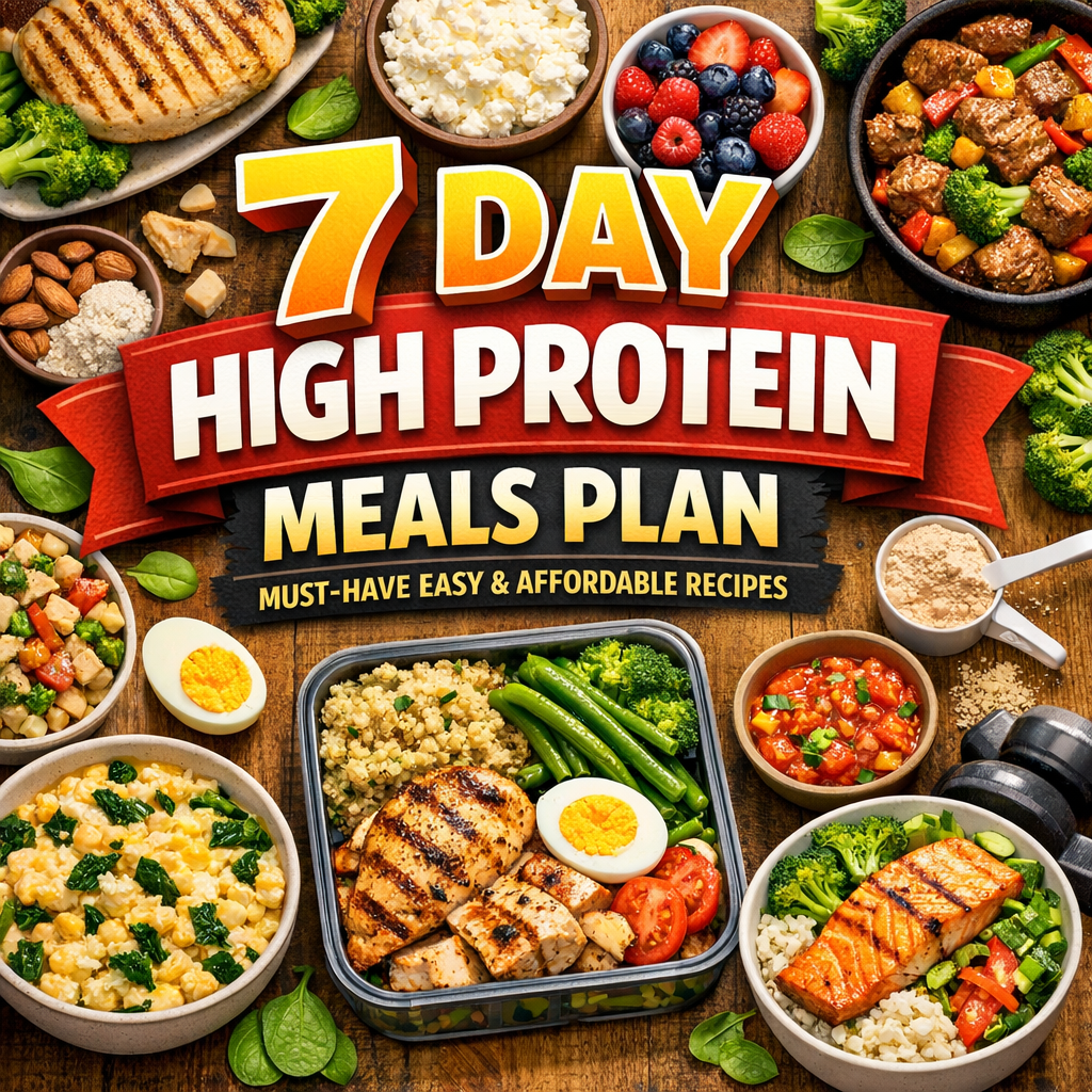 Illustration of 7 Day High Protein Meals Plan: Must-Have Easy & Affordable Recipes