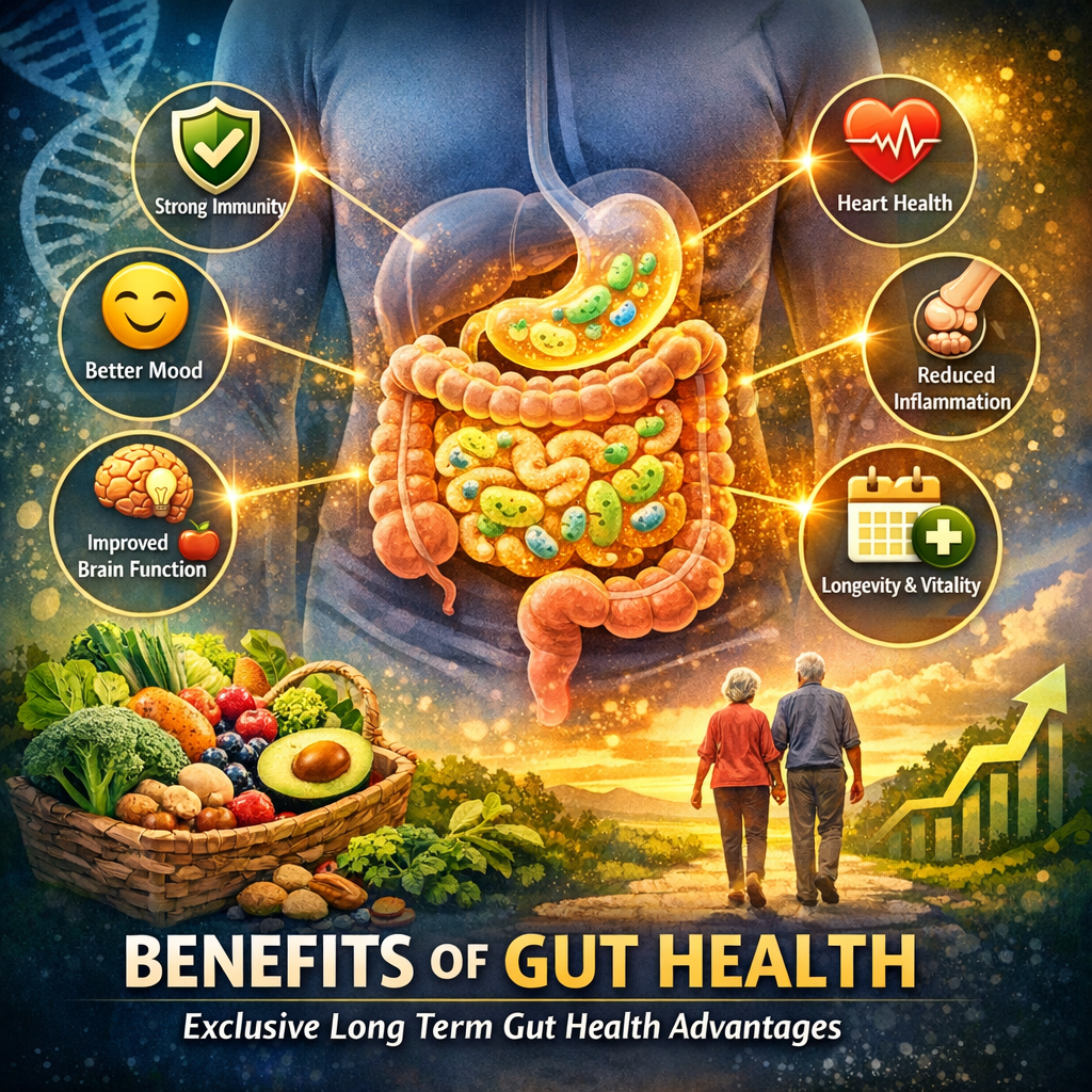 Illustration of Benefits of Gut Health Tips: Exclusive Long Term Gut Health Advantages