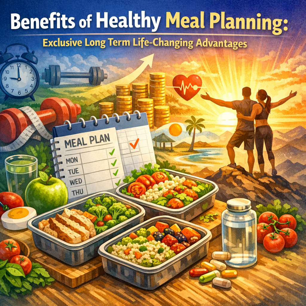 Illustration of Benefits of Healthy Meal Planning: Exclusive Long Term Life-Changing Advantages