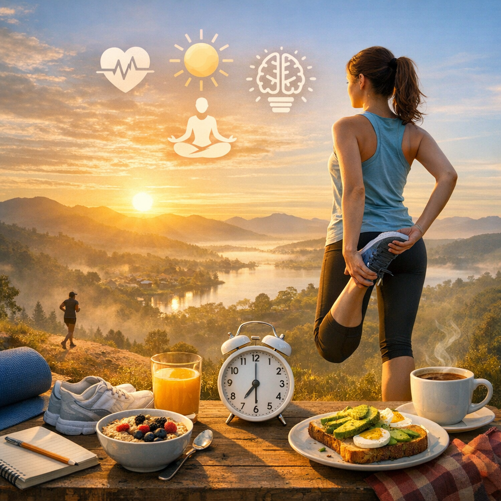 Illustration of Benefits of Healthy Morning Routines: Stunning Long-Term Rewards