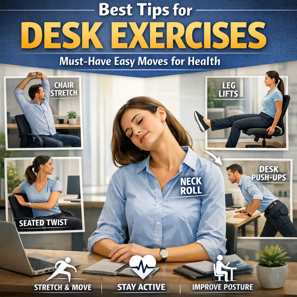 Illustration of Best Tips for Desk Exercises: Must-Have Easy Moves for Health