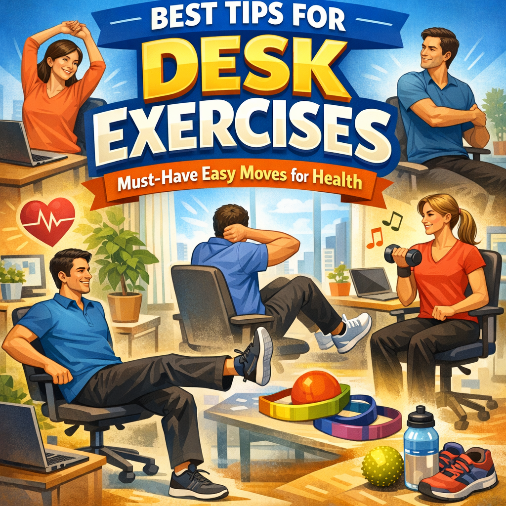 Illustration of Best Tips for Desk Exercises: Must-Have Easy Moves for Health