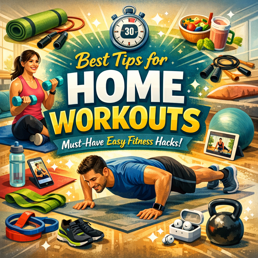 Illustration of Best Tips for Home Workouts: Must-Have Easy Fitness Hacks
