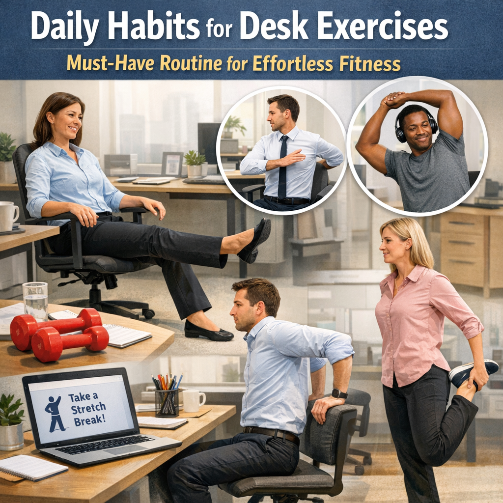 Illustration of Daily Habits for Desk Exercises: Must-Have Routine for Effortless Fitness