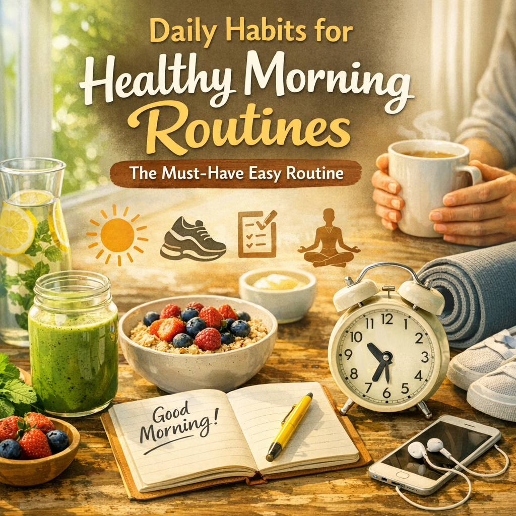 Illustration of Daily Habits for Healthy Morning Routines: The Must-Have Easy Routine