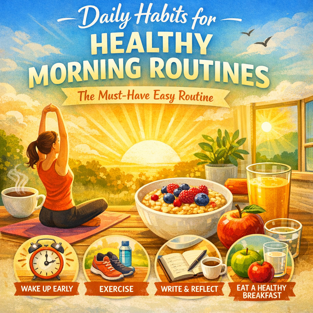 Illustration of Daily Habits for Healthy Morning Routines: The Must-Have Easy Routine