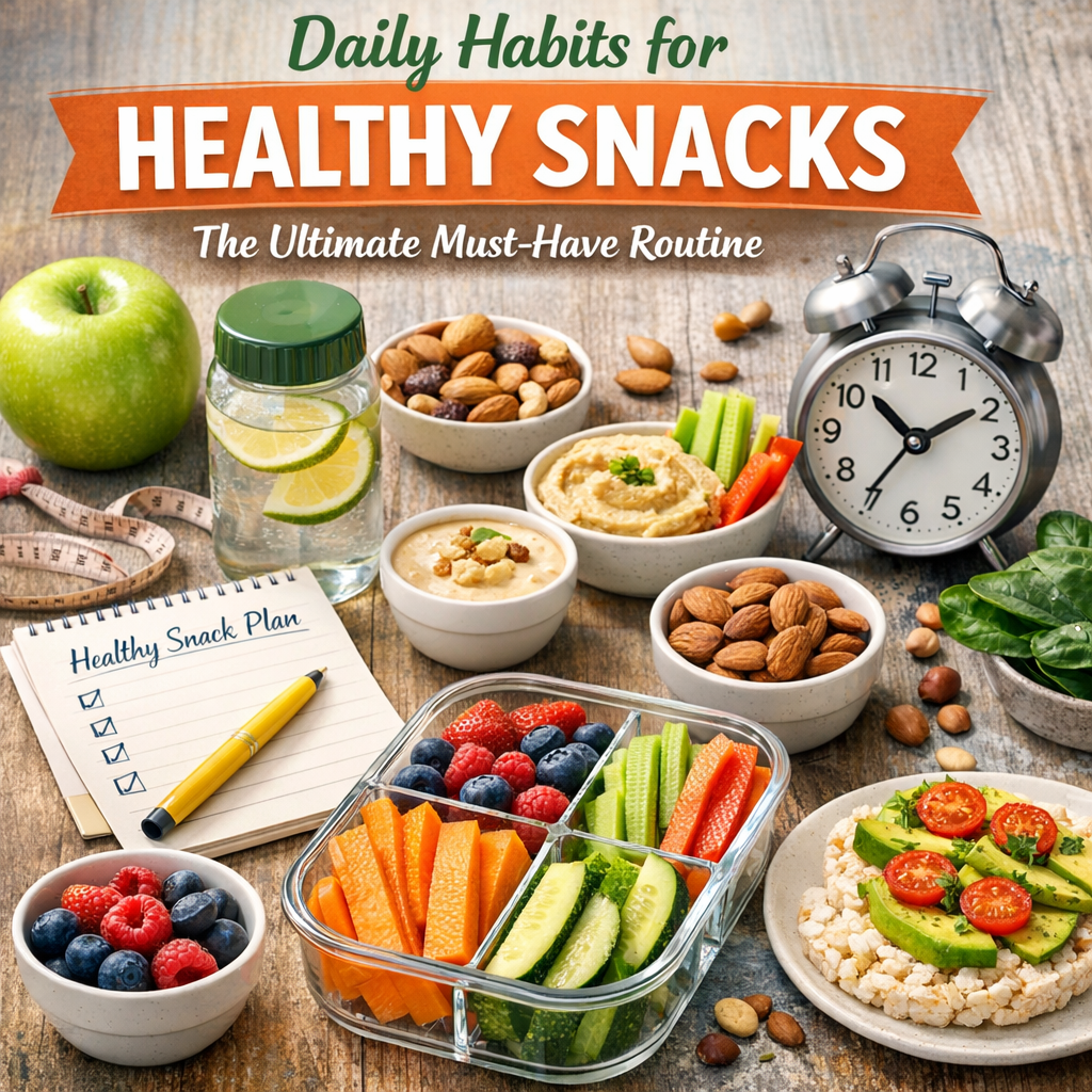 Illustration of Daily Habits for Healthy Snacks: The Ultimate Must-Have Routine