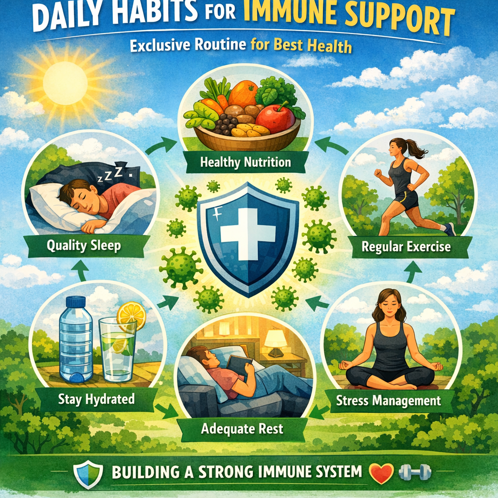 Illustration of Daily Habits for Immune Support Habits: Exclusive Routine for Best Health