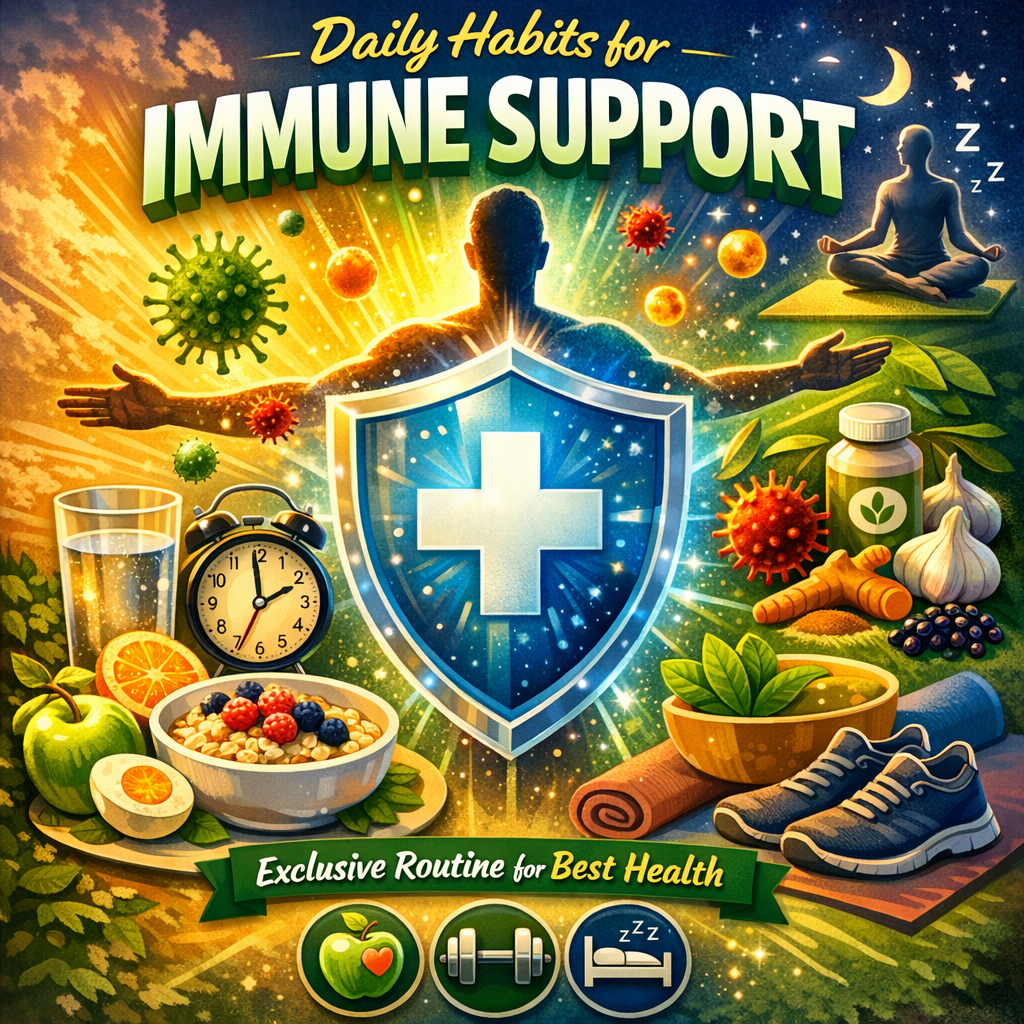 Illustration of Daily Habits for Immune Support Habits: Exclusive Routine for Best Health