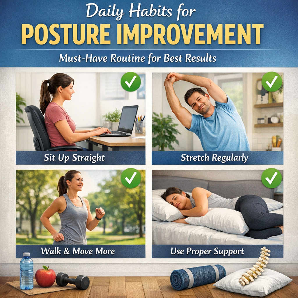 Illustration of Daily Habits for Posture Improvement: Must-Have Routine for Best Results