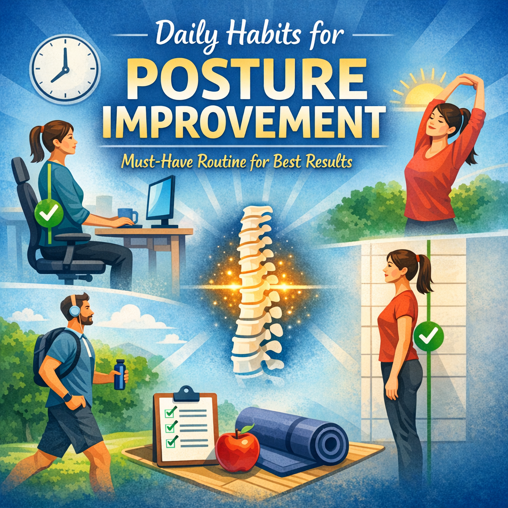 Illustration of Daily Habits for Posture Improvement: Must-Have Routine for Best Results