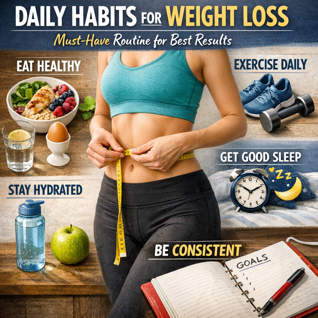 Illustration of Daily Habits for Weight Loss Habits: Must-Have Routine for Best Results