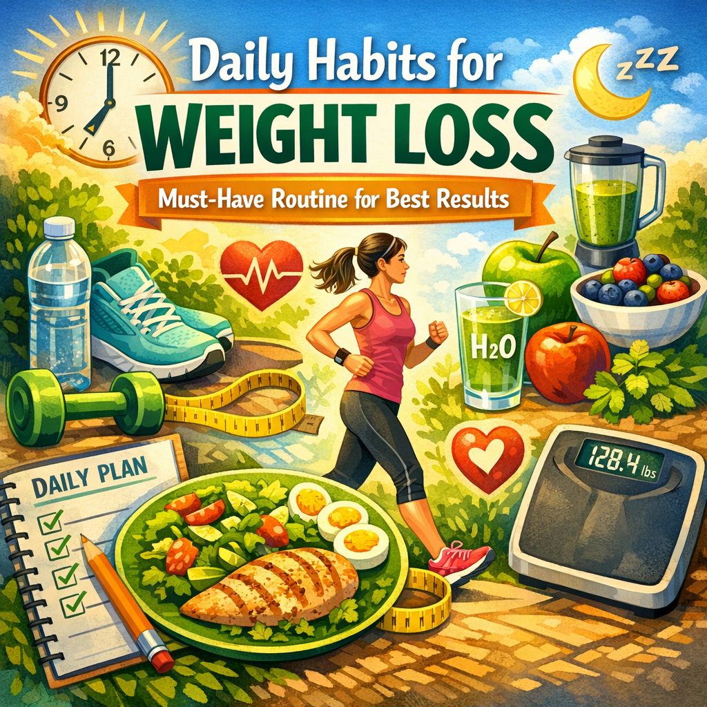 Illustration of Daily Habits for Weight Loss Habits: Must-Have Routine for Best Results