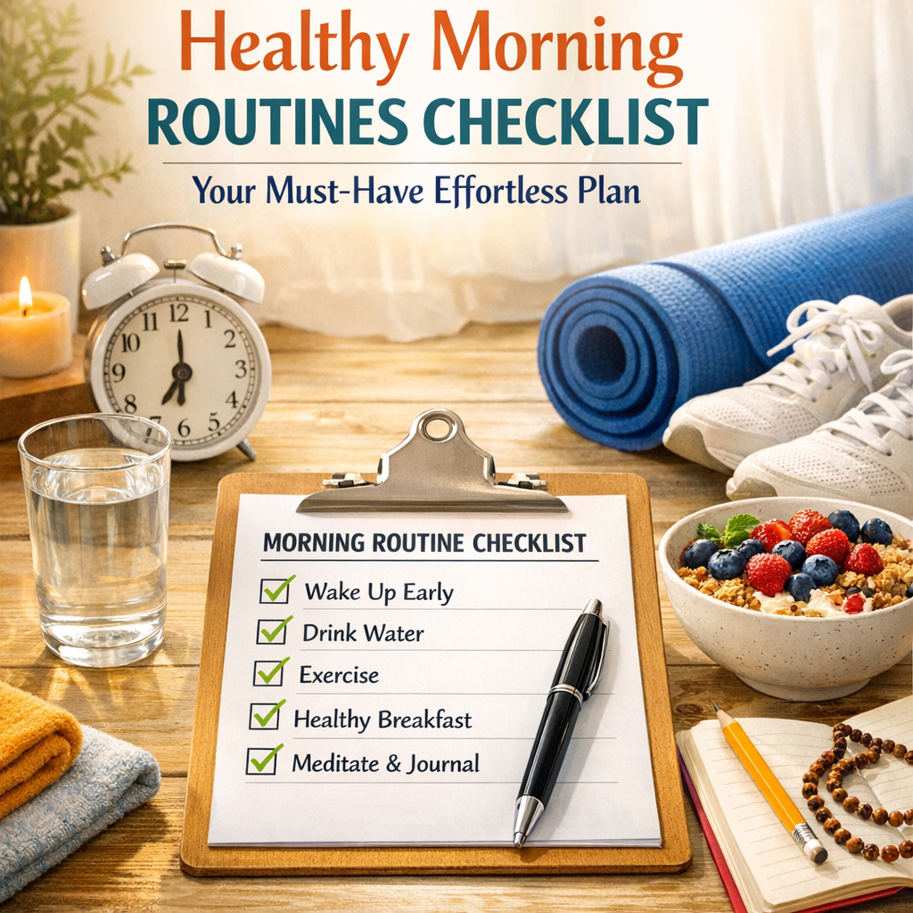 Illustration of Healthy Morning Routines Checklist: Your Must-Have Effortless Plan