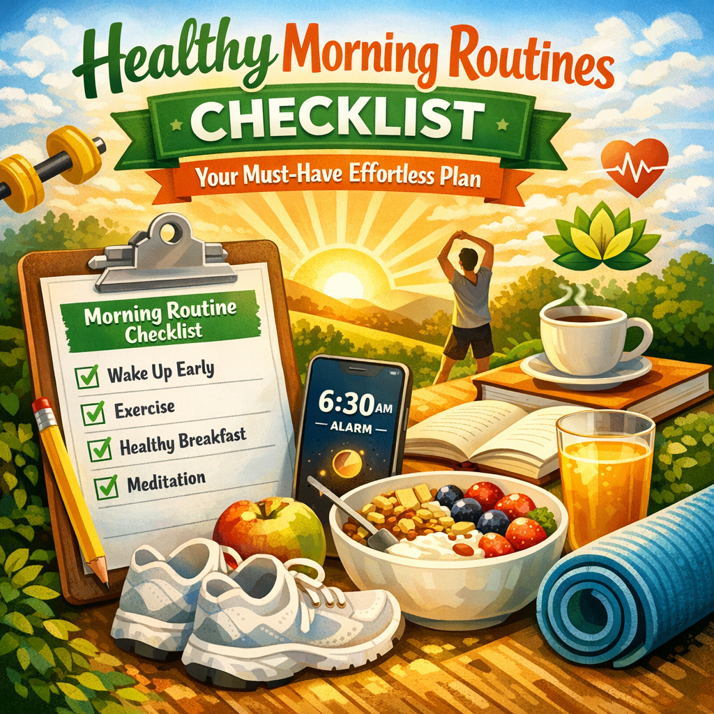 Illustration of Healthy Morning Routines Checklist: Your Must-Have Effortless Plan