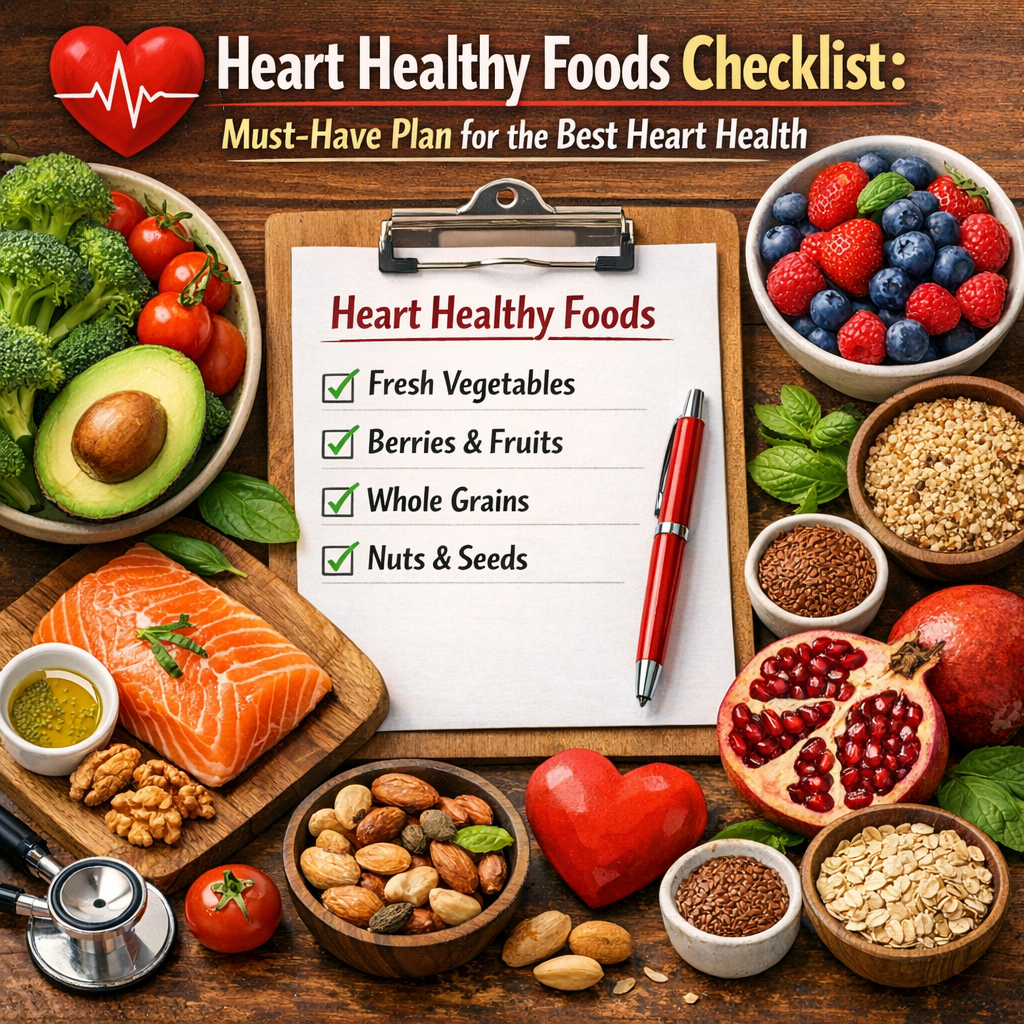 Illustration of Heart Healthy Foods Checklist: Must-Have Plan for the Best Heart Health