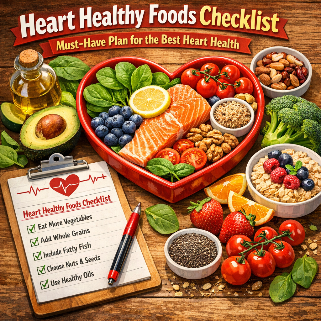 Illustration of Heart Healthy Foods Checklist: Must-Have Plan for the Best Heart Health