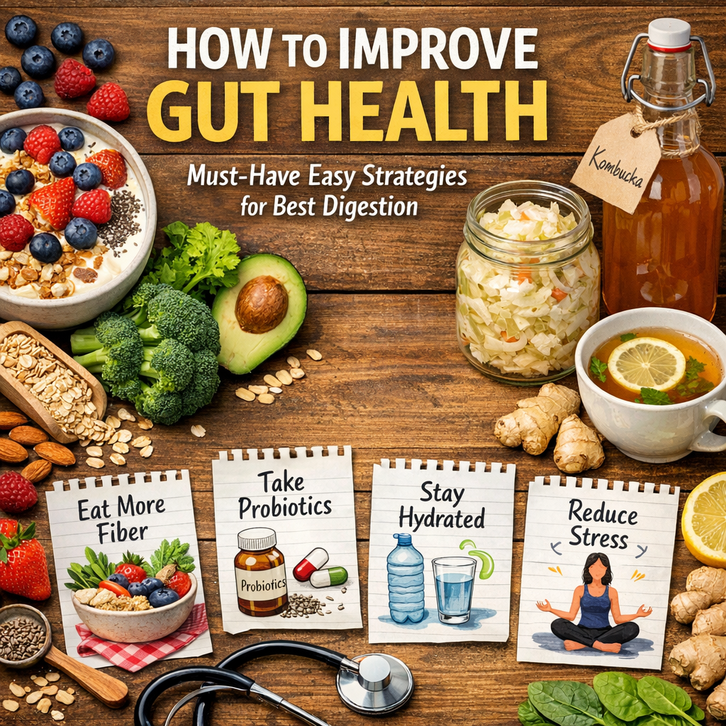 Illustration of How to Improve Gut Health Tips: Must-Have Easy Strategies for Best Digestion