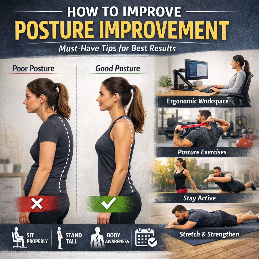 Illustration of How to Improve Posture Improvement: Must-Have Tips for Best Results