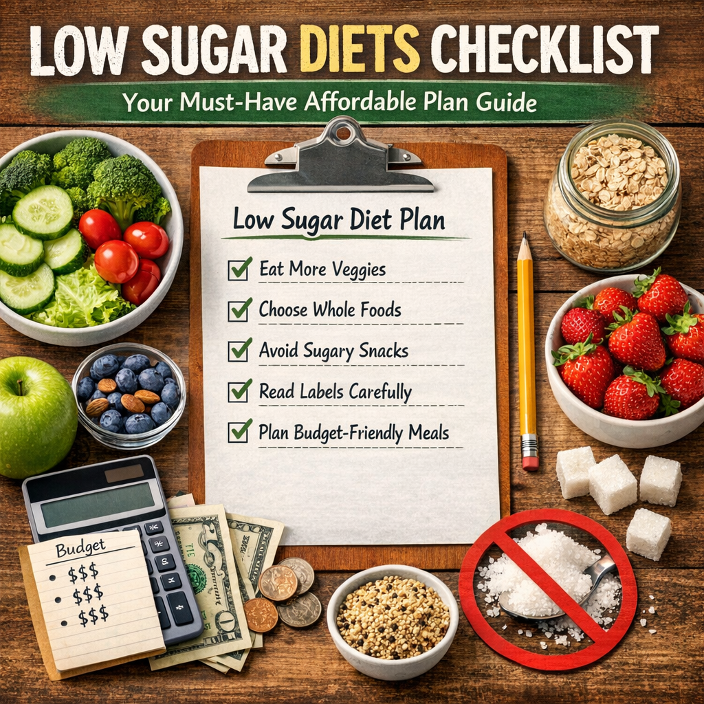 Illustration of Low Sugar Diets Checklist: Your Must-Have Affordable Plan Guide