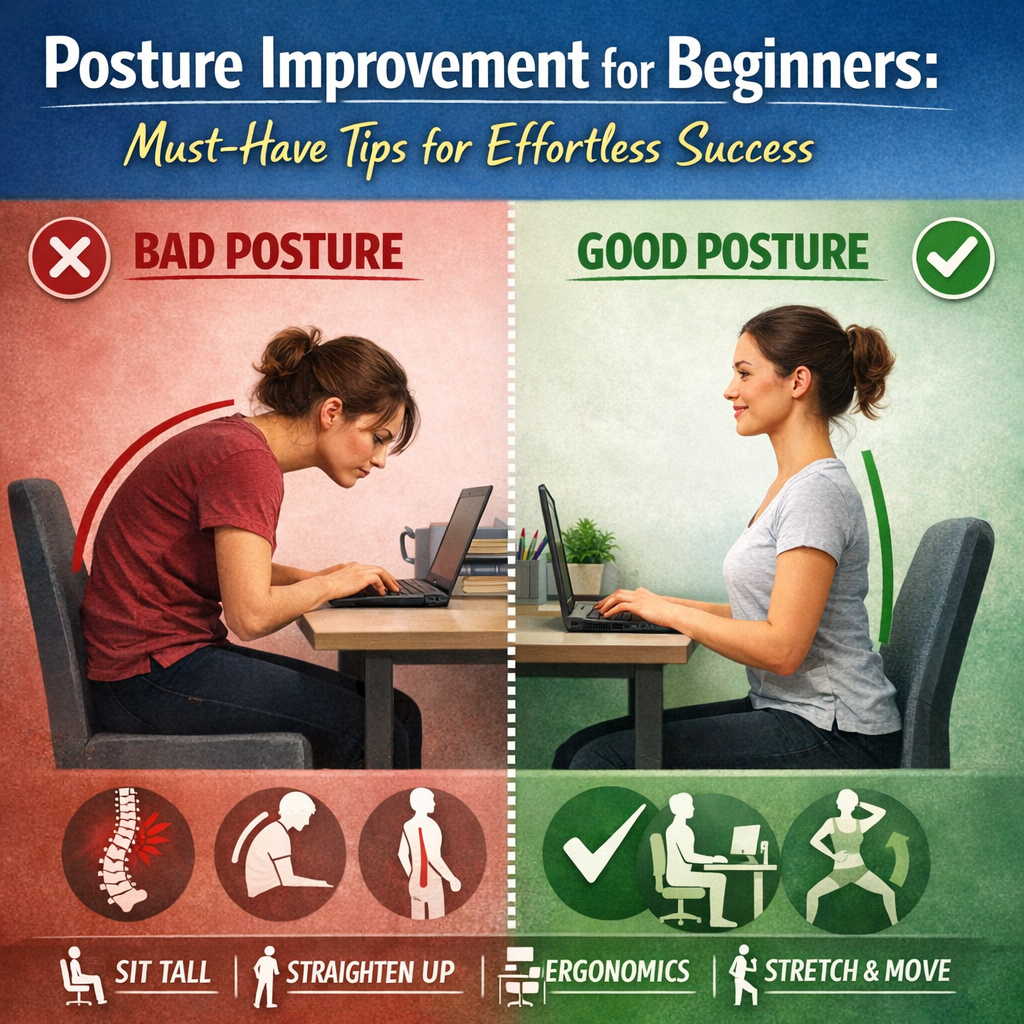 Illustration of Posture Improvement for Beginners: Must-Have Tips for Effortless Success