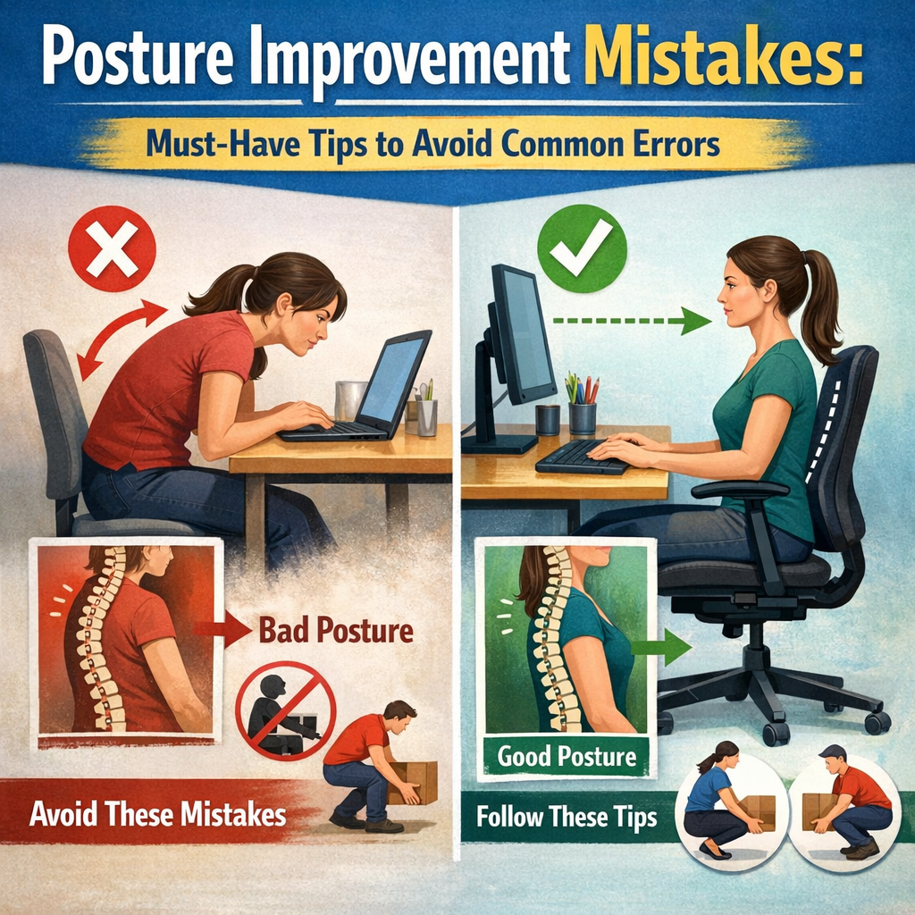 Illustration of Posture Improvement Mistakes: Must-Have Tips to Avoid Common Errors