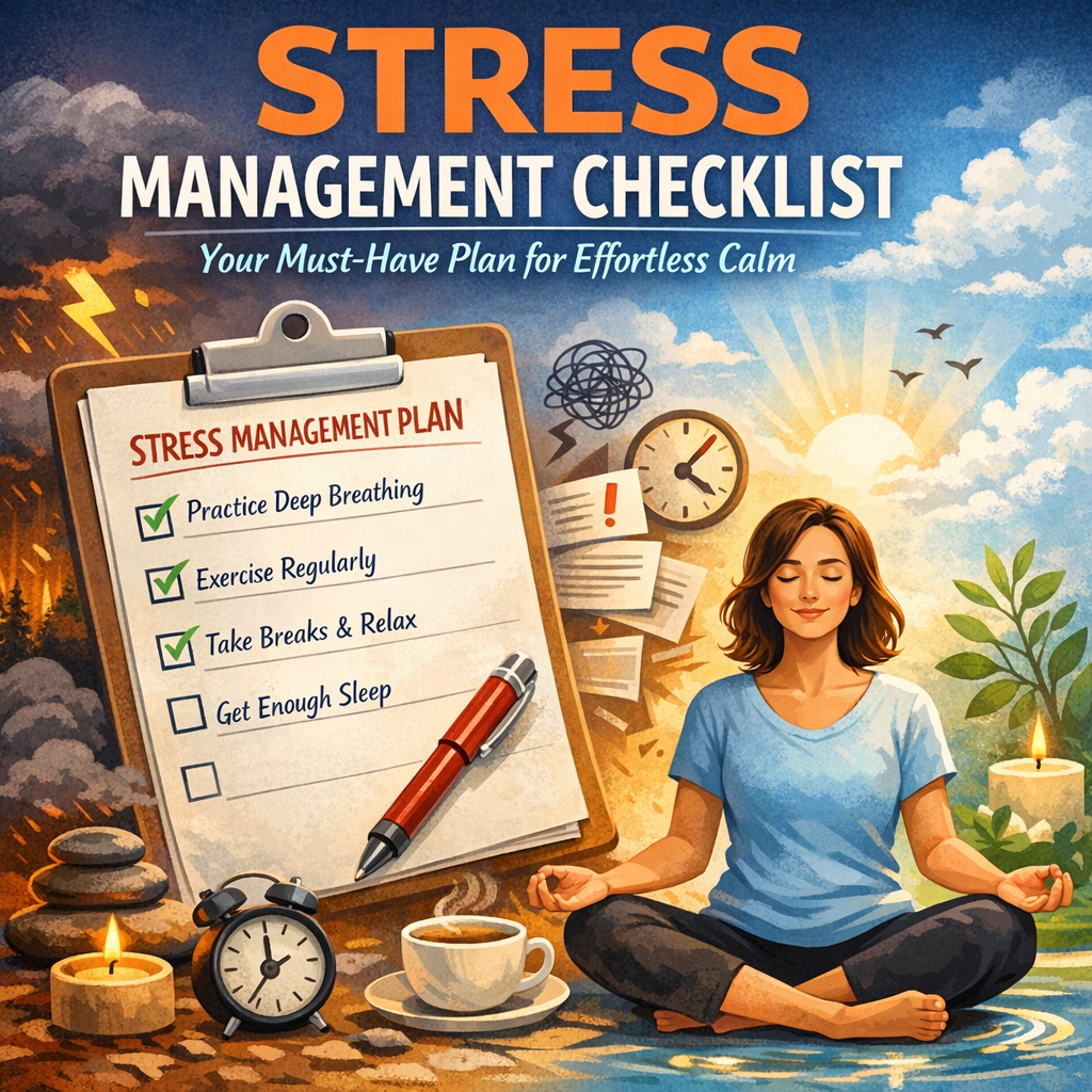 Illustration of Stress Management Checklist: Your Must-Have Plan for Effortless Calm