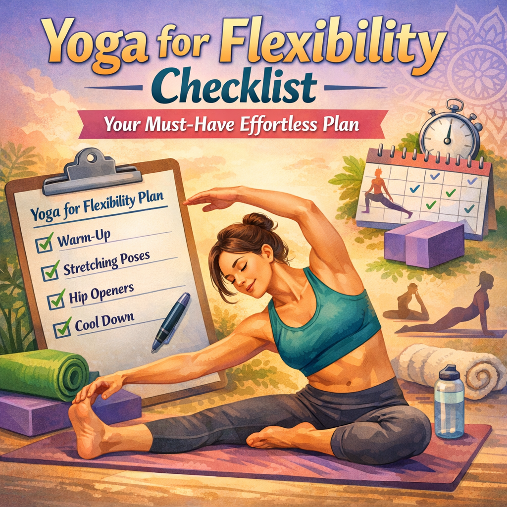 Illustration of Yoga for Flexibility Checklist: Your Must-Have Effortless Plan